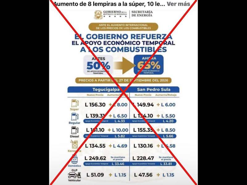 Captura de pantalla a una publicación de Facebook hecha el 26 de septiembre de 2026.
