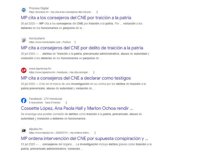 Captura de pantalla a los resultados de Google durante la búsqueda con palabras clave.