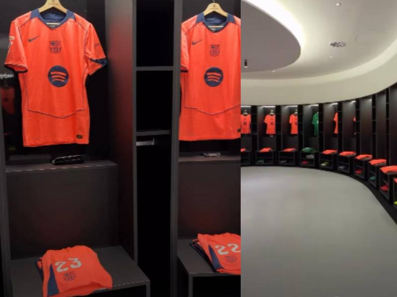 Vestuario del Barcelona en la previa del juego contra Real Sociedad.