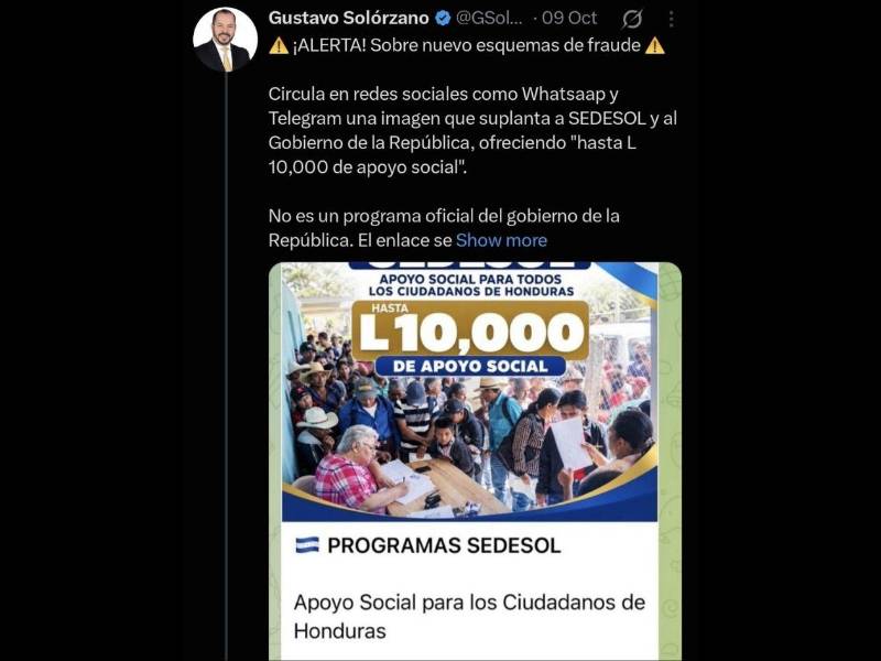 Es falso el bono de hasta L 10,000 de Sedesol: publicación usa sitio web fraudulento
