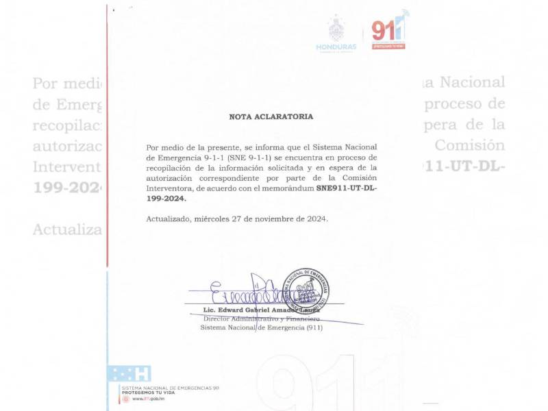 El SNE-911 respondió a la solicitud del contrato de compra de 5,000 cámaras que no tenía autorización aún de la Comisión Interventora.