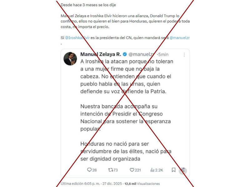 Captura de pantalla a una publicación de X hecha el 28 de diciembre de 2025.