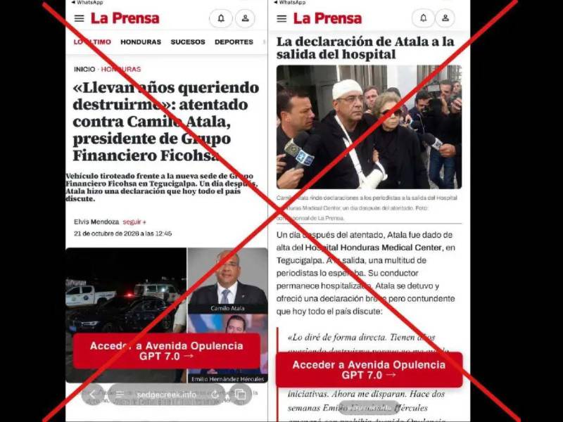 Captura de pantalla al contenido que suplanta a LA PRENSA.