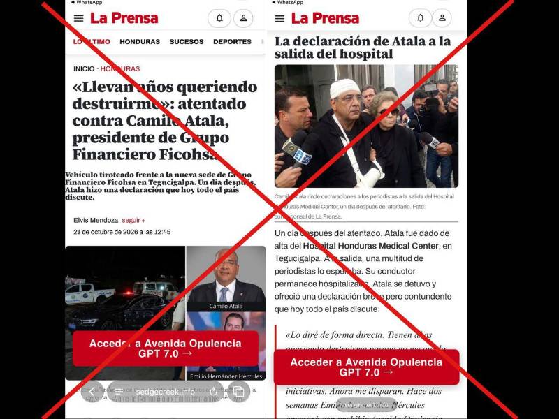 Captura de pantalla al contenido que suplanta a LA PRENSA.