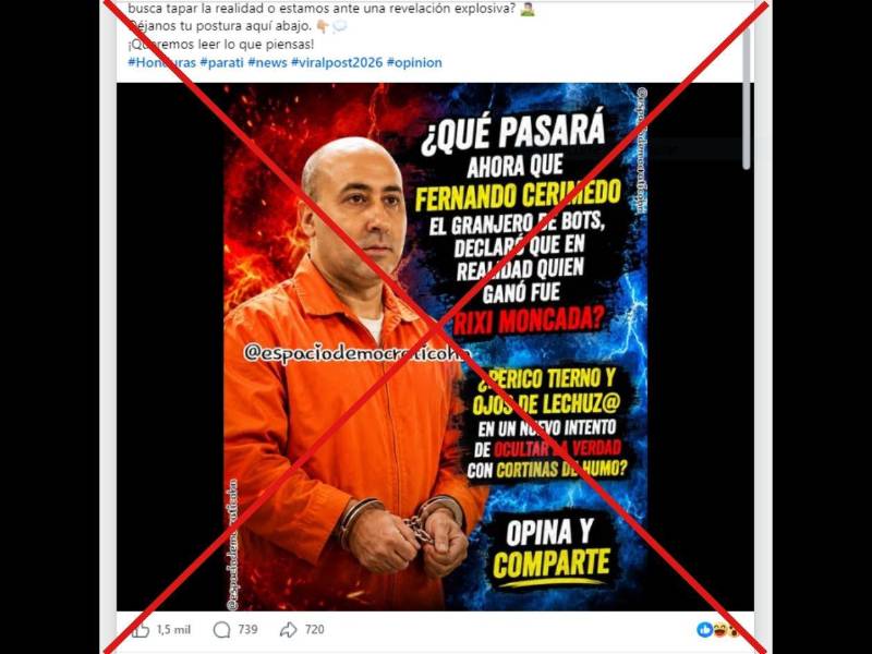 Captura de pantalla a una publicación de Facebook hecha el 31 de agosto de 2026.