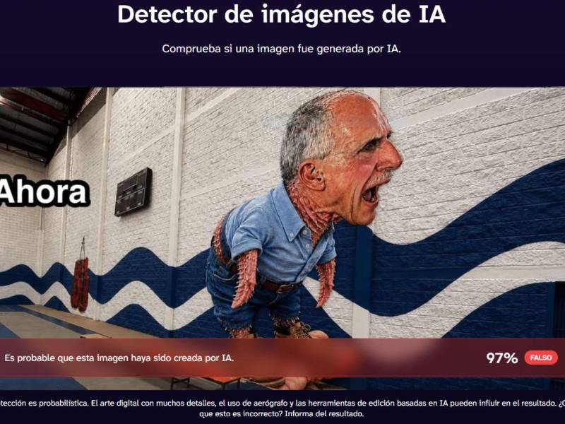 Captura de pantalla a los resultados de DeepIA sobre el análisis de la imagen.