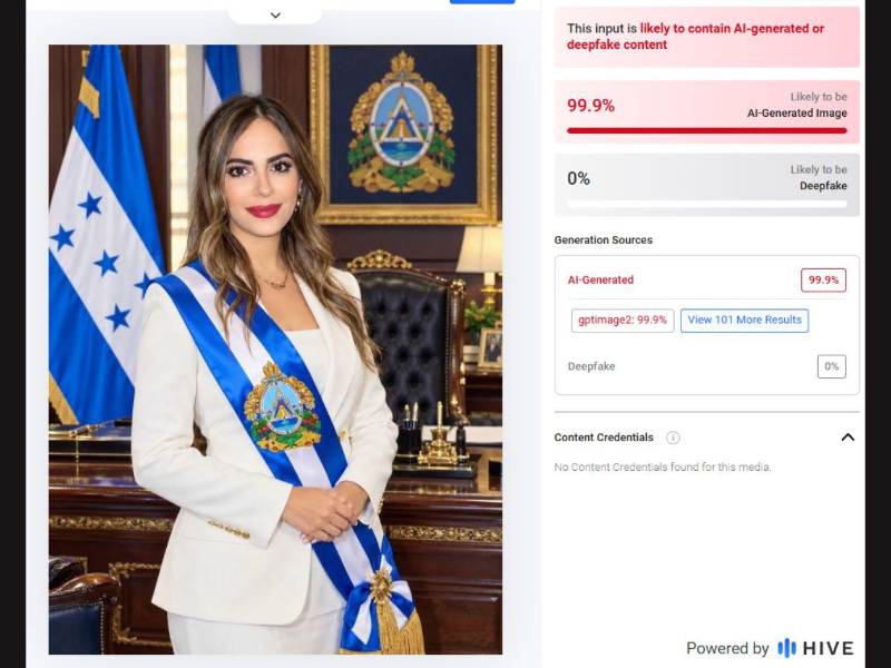 Captura de pantalla del resultado del análisis de Hive Moderation.