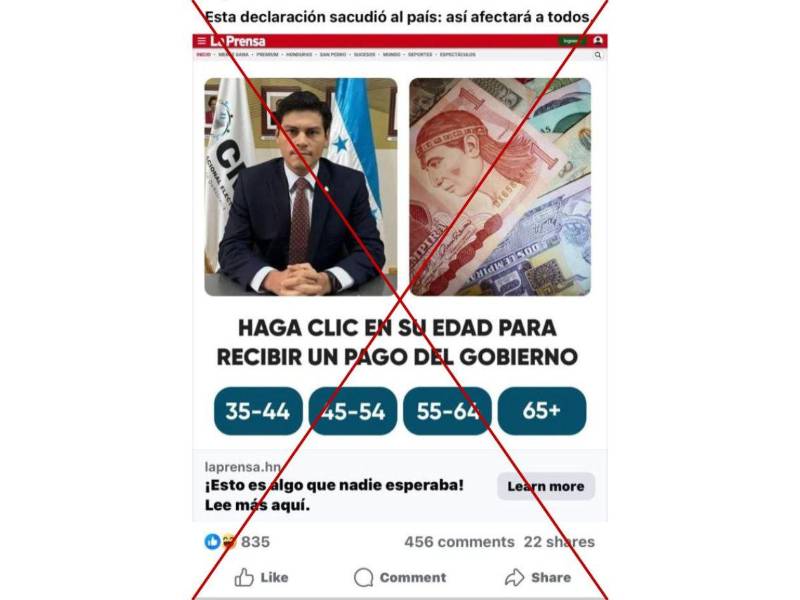 La Prensa no publicó que el gobierno pagará por rango de edad: es una estafa