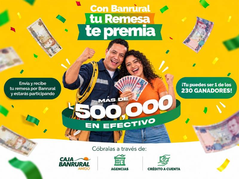 Banrural premia a quienes envían y reciben remesas con más de L 500,000 en premios