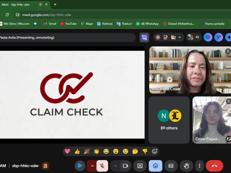Captura de pantalla de la presentación de ClaimCheck en la sesión virtual del cierre del programa AI Product Lab.