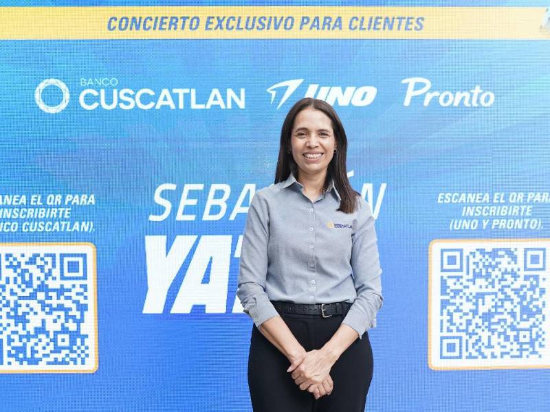 Anny Cárcamo, Gerente de Mercadeo y Productos de Banco Cuscatlán, durante el anuncio del concierto exclusivo de Sebastián Yatra.