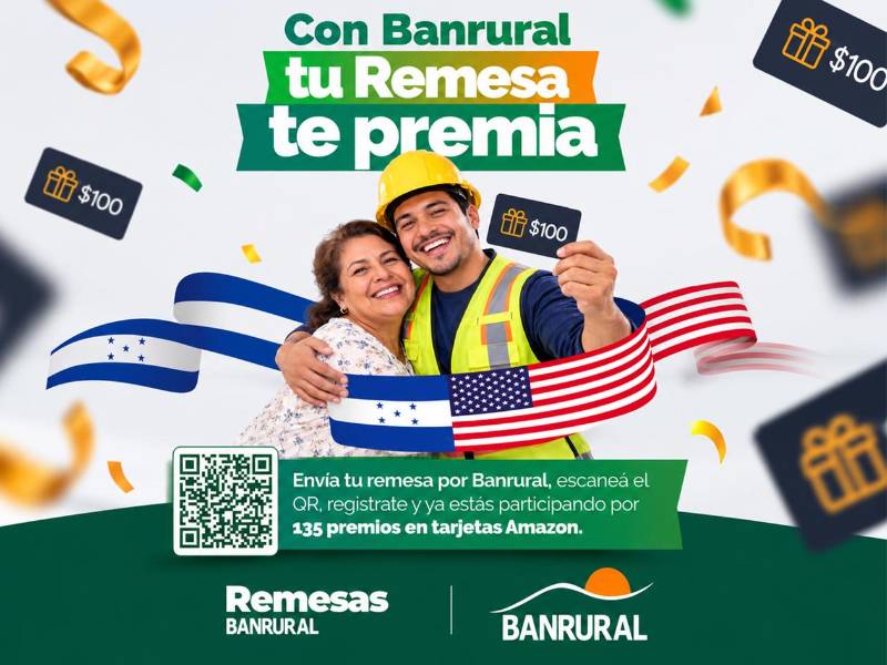 Banrural premia a quienes envían y reciben remesas con más de L 500,000 en premios