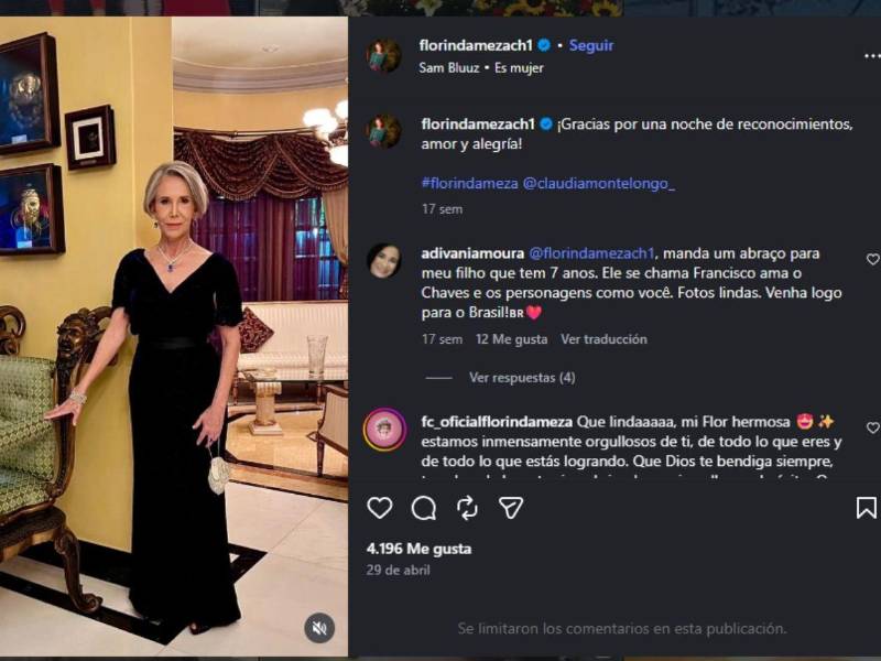 Captura de pantalla a una publicación de Instagram de Florinda Meza.