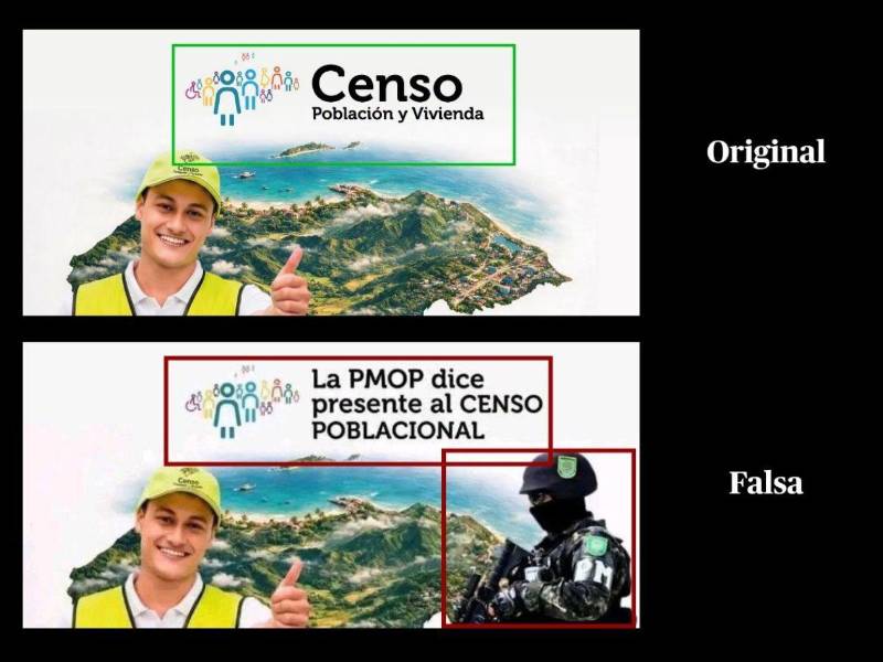 Inconsistencias detectadas por EH Verifica durante un análisis visual entre el contenido falso y uno verídico.