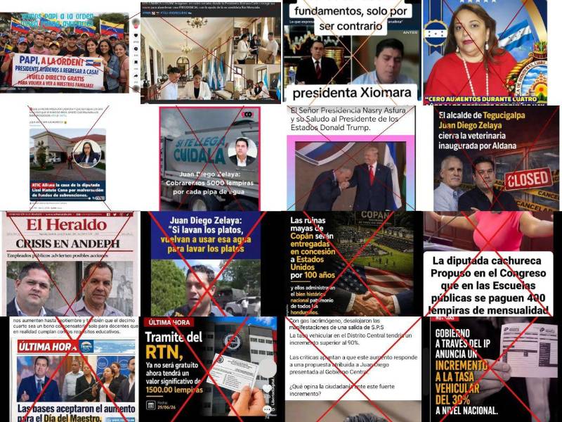 Collage de capturas de pantalla a bulos verificados por EH Verifica.