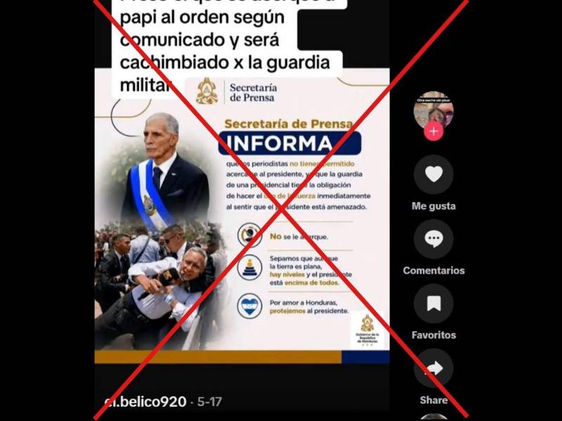 Captura de pantalla a una publicación de Tiktok hecha el 8 de junio de 2026.