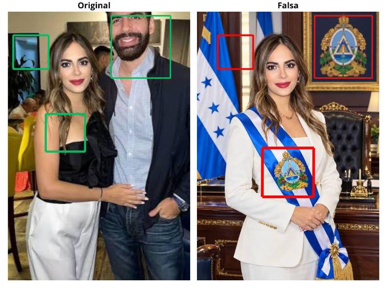Cuadro comparativo entre la imagen que circula en redes sociales y la fotografía original. ​​​​