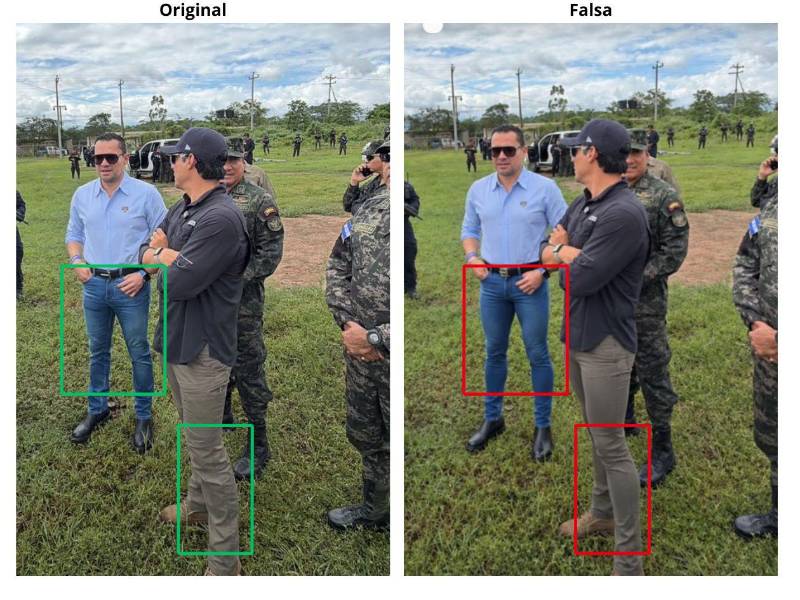 Comparación de la imagen real y la editada.