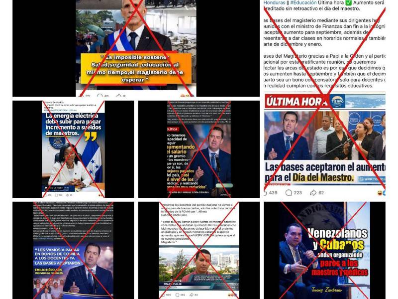 Collage con imágenes de publicaciones verificadas por EH Verifica.