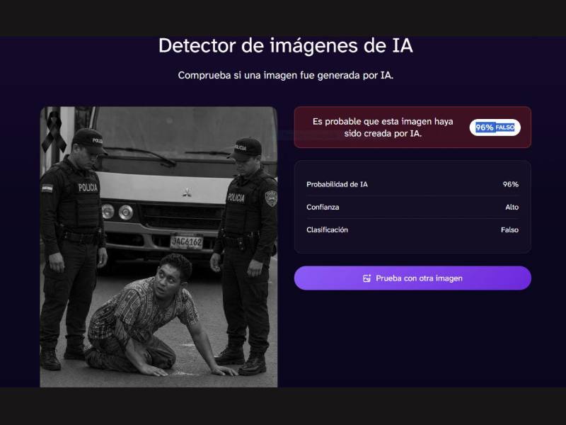 Captura de pantalla a los resultados de DeepIA sobre el análisis de la imagen.