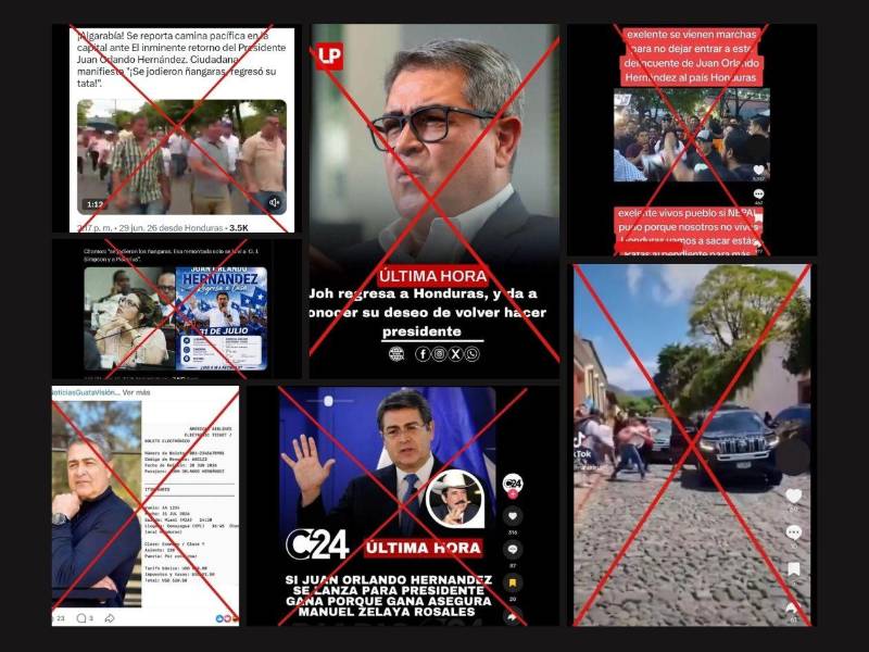 Collage de capturas de pantalla a bulos verificados por EH Verifica.