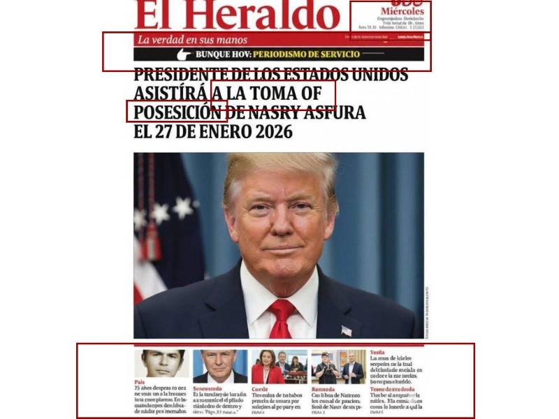 Análisis de las inconsistencias encontradas en la falsa portada atribuida a EL HERALDO.