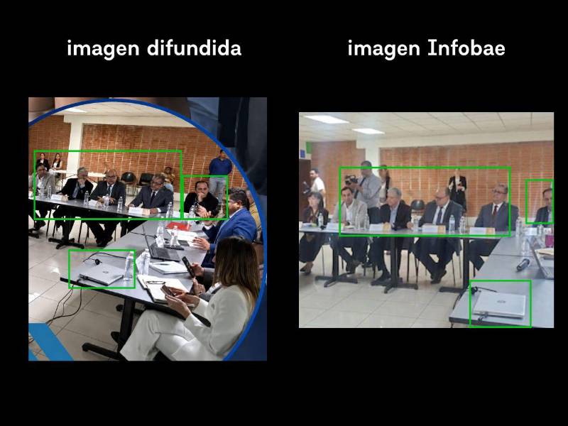 Comparativa entre la imagen difundida en redes sociales y la fotografía localizada en la nota de Infobae