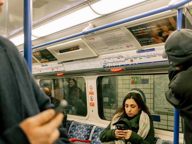 A poster showing the poem ÒSyzygy,Ó by Rachael Boast, inside a London tube car on Feb. 12, 2026. Judith ChernaikÕs idea to feature verse in subway cars has transformed the morning commutes of millions worldwide. (Sam Bush/The New York Times)