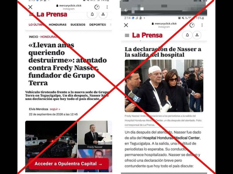Captura de pantalla del contenido de un supuesto articulo que suplanta la identidad de LA PRENSA