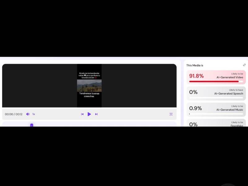 Captura de pantalla al analisis realizado en la herramienta HiveModeration