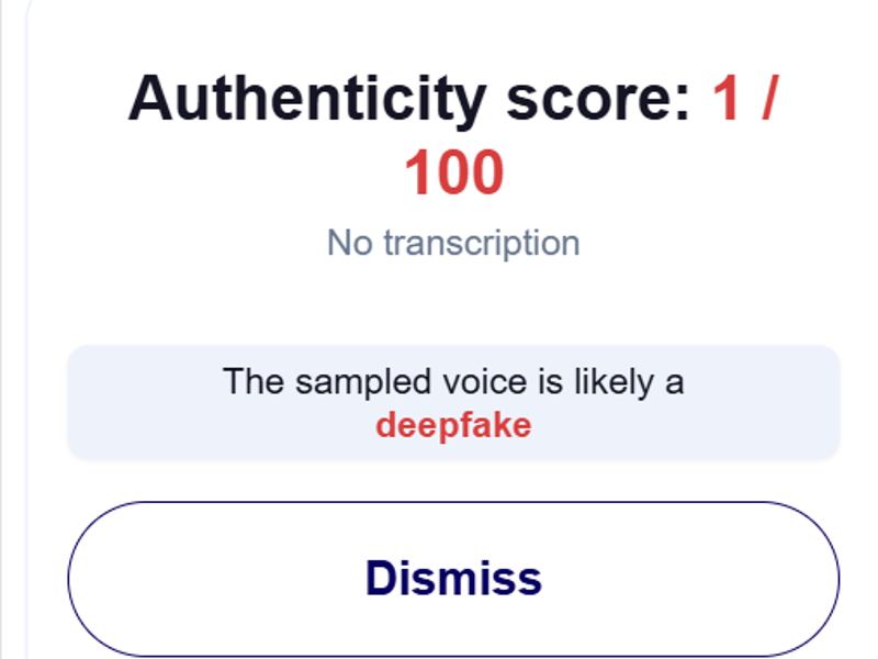 Captura de pantalla a los resultados de la herramienta Hiya
