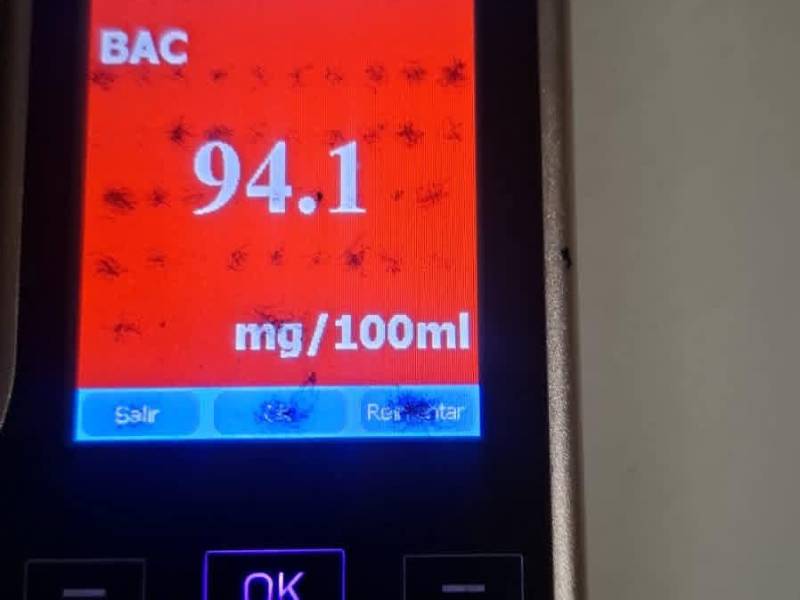 Resultados de la prueba de alcoholemia.