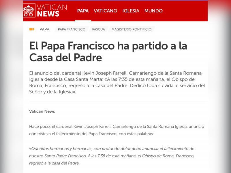 Un líder espiritual y el primer pontífice latinoamericano: así informaron la muerte del papa Francisco