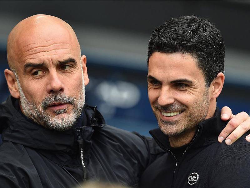 Guardiola y Arteta previo al arranque del partido.