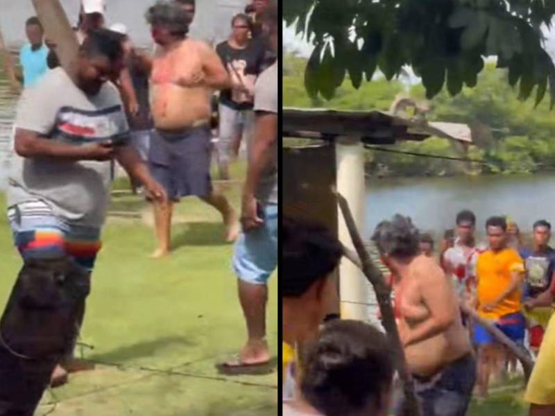 Imágenes muestran al sospechoso corriendo mientras es perseguido por otras personas con palos.
