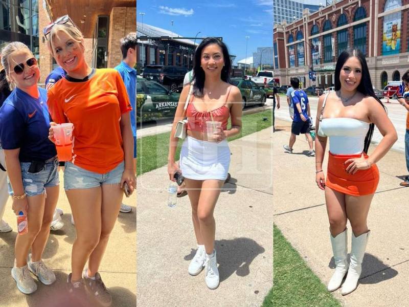 Bellas aficionadas neerlandesas y japonesas animan con sus tradicionales colores naranja o rojiblanco, en las inmediaciones del estadio AT&amp;T antes del duelo entre Países Bajos y Japón.