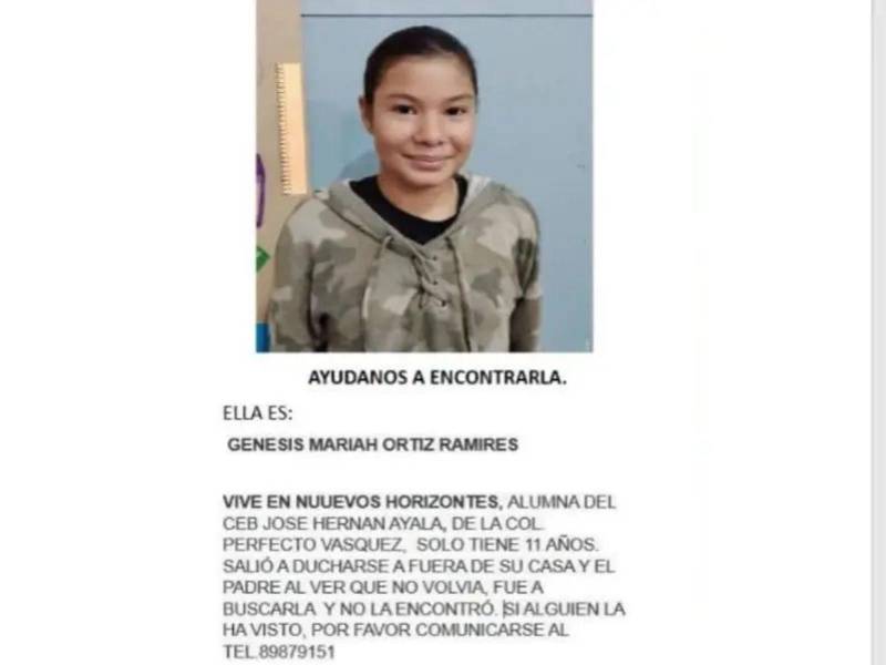 Según los familiares, Génesis salió a ducharse y no regresó. Cuando su padre se percató la niña ya había desaparecido.