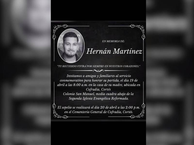 En Cofradía, Cortés, será velado y enterrado Hernán Martínez