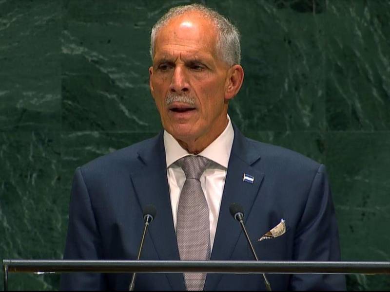El mandatario hondureño habla durante la 81 Asamblea General de la ONU en Nueva York.