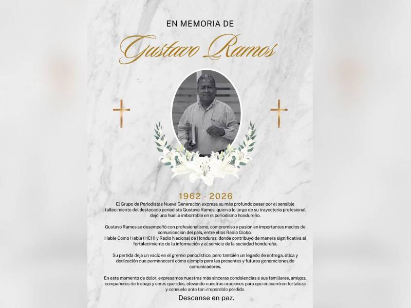 El Grupo de Periodistas Nueva Generación extiende sus condolencias tras la muerte de Gustavo Ramos.