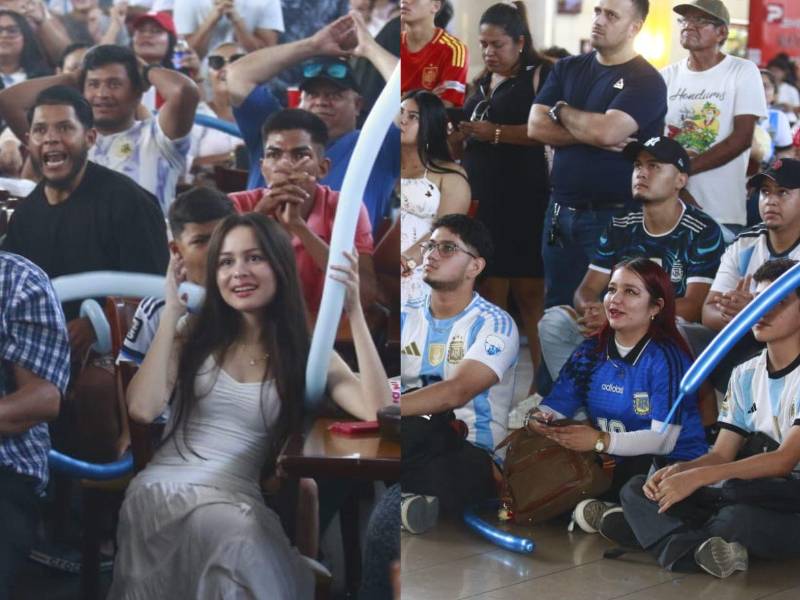 Rostros concentrados, gritos y una tensión total se sintió en el ambiente que vivieron los hondureños que apoyaban a las dos selecciones que hoy disputaron la Copa del Mundo: España y Argentina. Así fueron captados algunos de los aficionados.