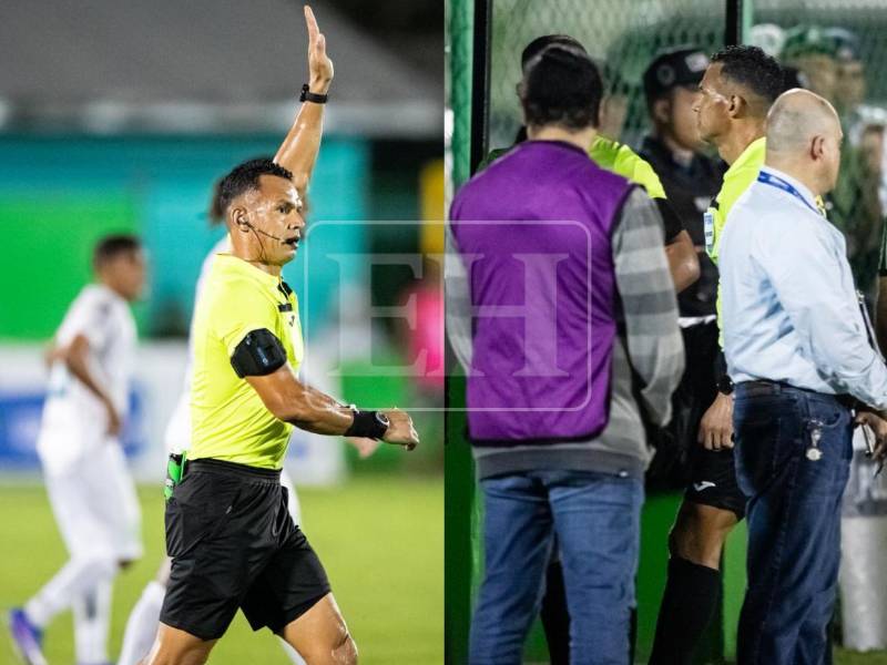 El árbitro Nelson Salgado fue a revisar la jugada y le anuló el gol a Ángelo Norales del Platense.