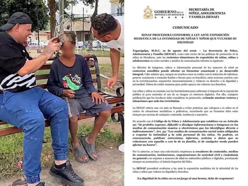 Luego que dos tiktokers humillaran a un niño a cambio de 500 lempiras, desde el gobierno y el Ministerio Público se han pronunciado e iniciaron acciones en contra de los dos creadores de contenido. Esto es lo que se informa.
