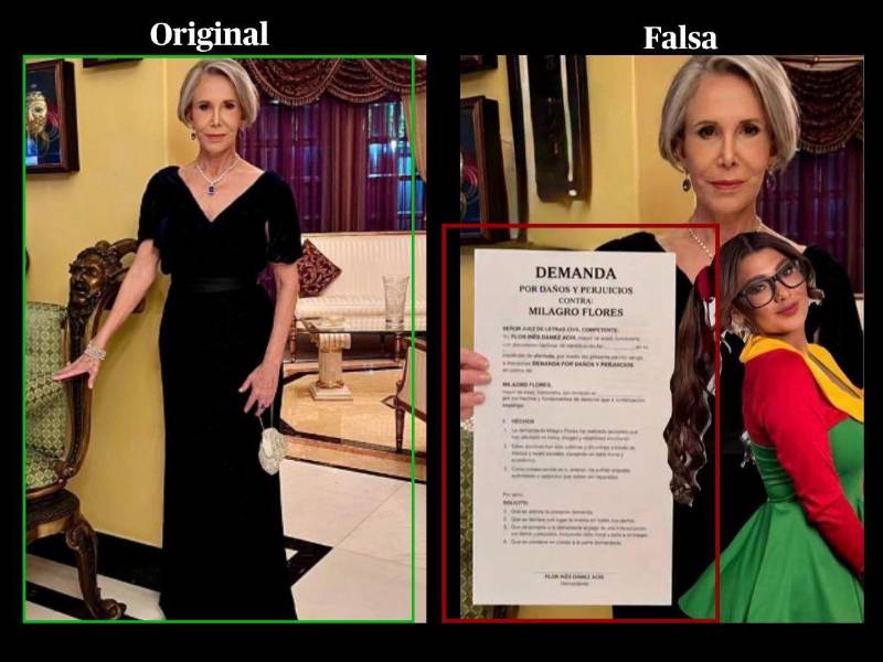 Imagen de las comparativas entre la foto original y la falsa.