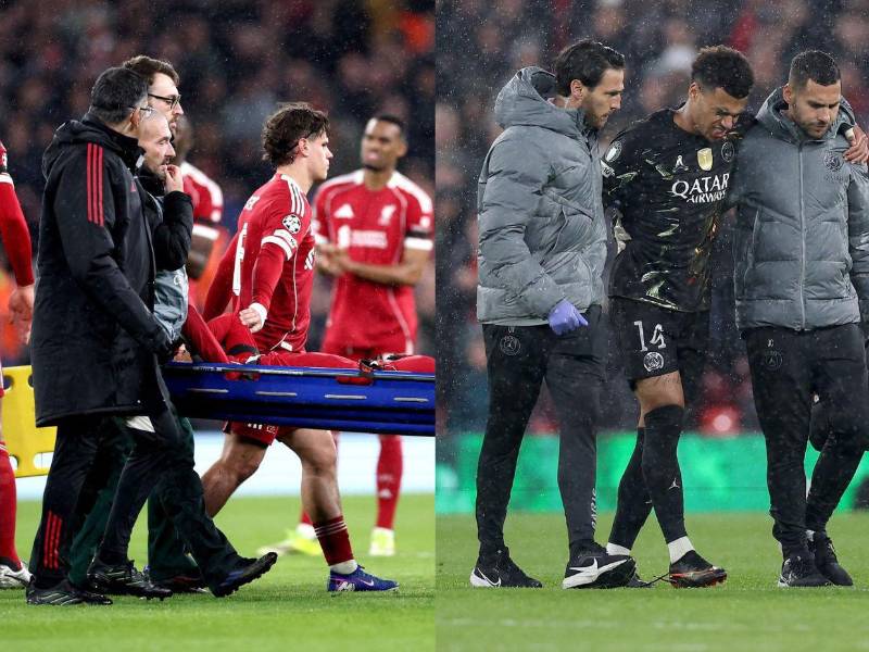 Hugo Ekitiké y Désiré Doué salieron lesionados del partido entre Liverpool y PSG.