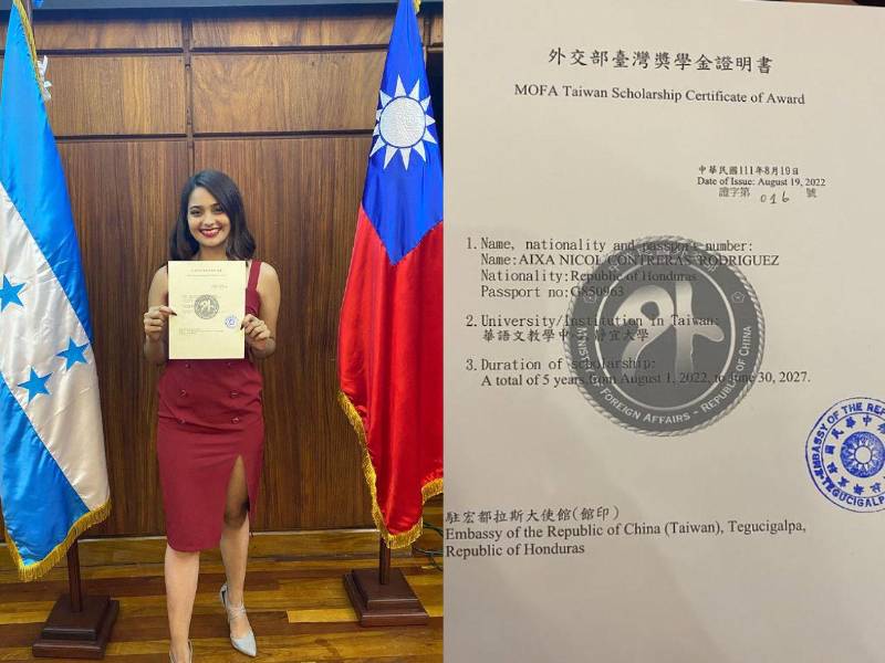 Beca aprobada por Taiwán a Contreras en 2022.