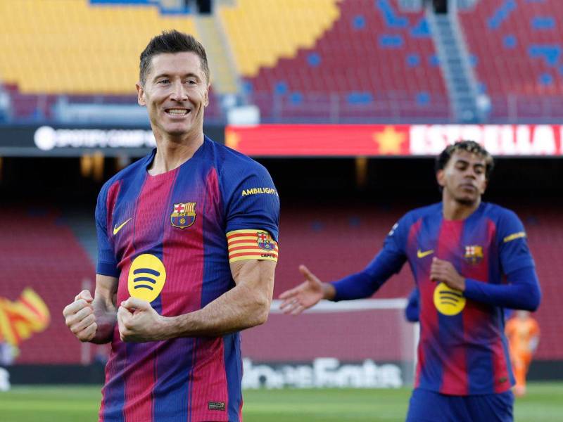 Lewandowski celebrando el gol anotado ante el Mallorca.