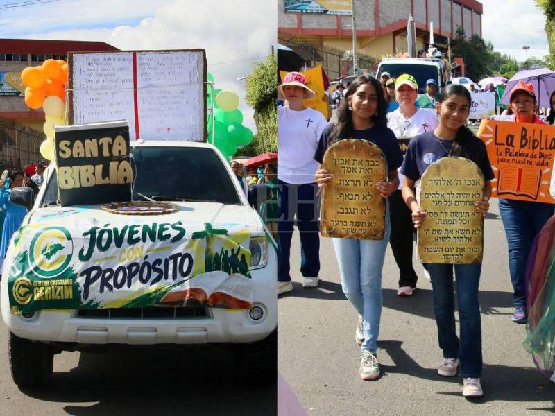 Desde tempranas horas de este domingo 27 de septiembre, cientos de capitalinos se movilizan por las calles de Tegucigalpa, para conmemorar el Día Nacional de la Biblia, en una jornada marcada por desfiles, carrozas, cantos y pancartas con mensajes bíblicos. A continuación imágenes captadas por la lente de EL HERALDO.