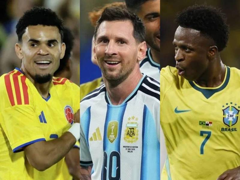 Luis Díaz, Lionel Messi y Vinícius Júnior, las máximas estrellas del continente sudamericano.