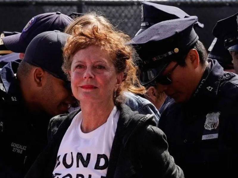 En fotografías difundidas en redes sociales, se puede ver a la actriz Susan Sarandon quien aparece siendo arrestada por varios agentes.